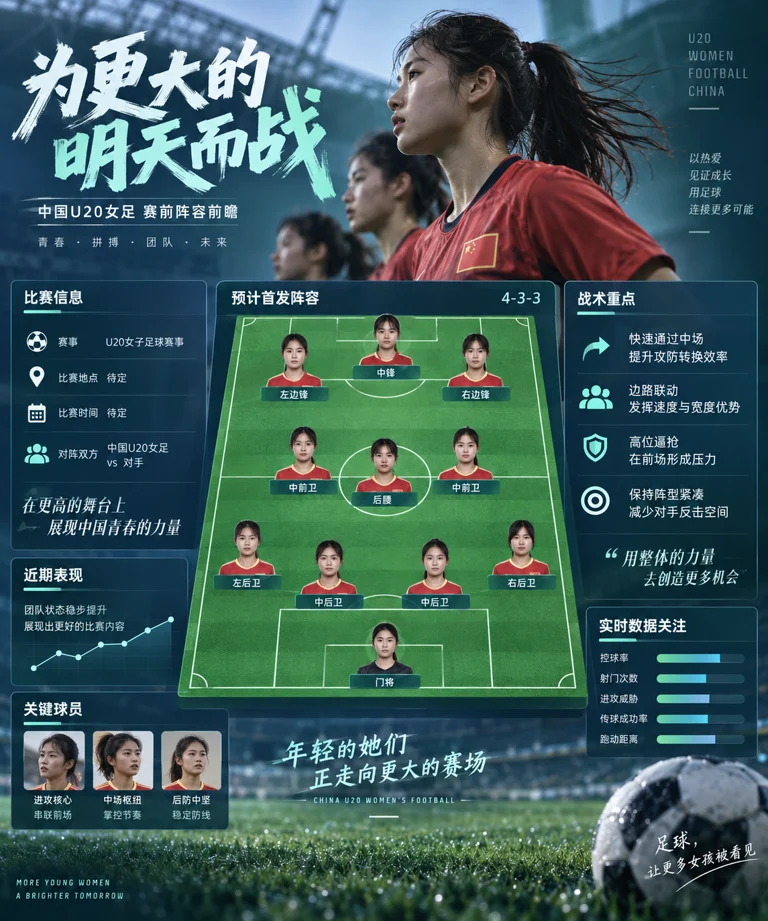 中国U20女足赛前首发信息与比赛数据专题配图